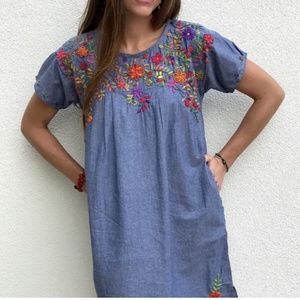 Margarita Chambray Blossoms Dress